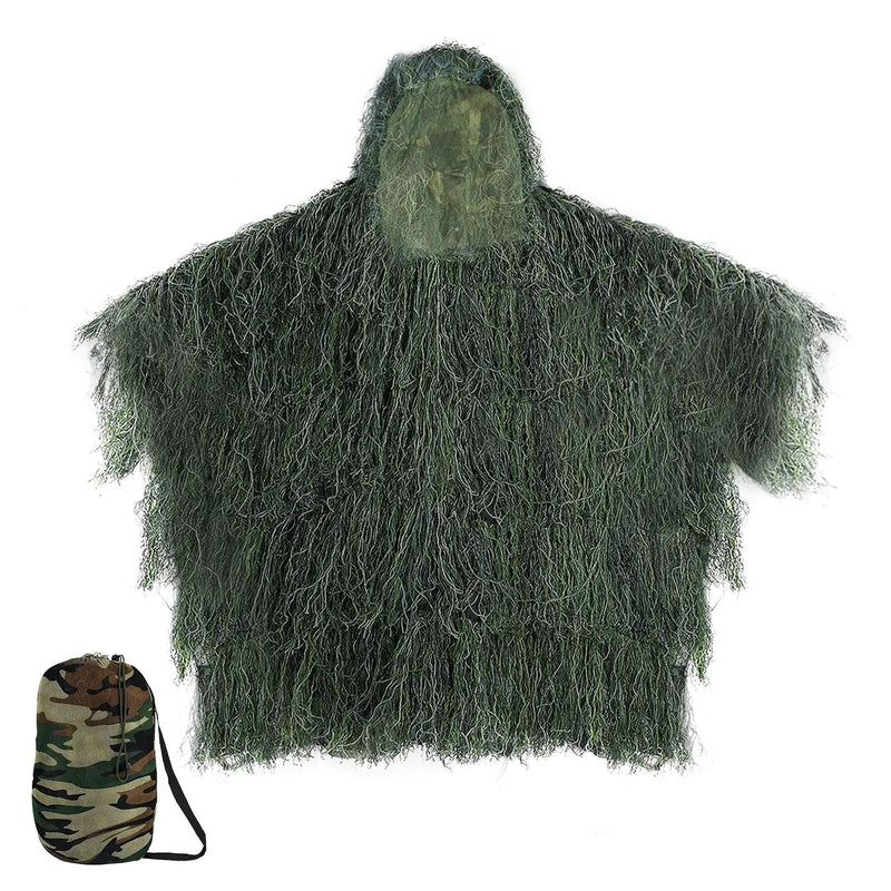 Ghillie Suit Ghillie Poncho for Hunting Superior Camo Hunting Clothes for Men Hunting Cape Camouflage Cloak Stealth Ghillie Suit for Halloween Hunting Bird Watch Military CS Woodland Hunting