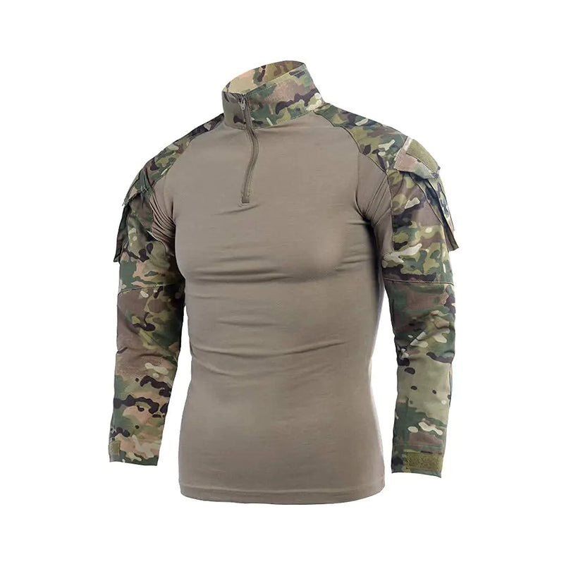 LANBAOSI Mens Tactical Military Combat Shirt Rapid Assault Army Woodland Hunting Long Sleeve T-Shirt