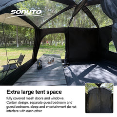 8-12 Person Camping Tent 2 Room Large Waterproof Windproof Outdoor Family Tent with Rainfly Instant Cabin Tents for Camp Beach