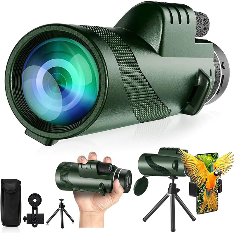 Monocular-Telescope with High Powered Monocular Zoom Optics Monocular Smartphone Adapter for Birds Watching Wildlife Hunting Hiking