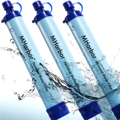 3 Pack MHarbor Personal Water Filter Straw Portable Outdoor Emergency Survival Gear for Hiking Camping Travel Hunting & Fishing