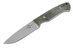 White River Knife & Tool Hunter Hunting Knife Black & Olive Drab Linen Micarta Handle WRHNT-LBO