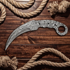 AMJ Crafts Damascus Steel Hunting Knife Kit 8.5 Inches Overall Fixed Blade Leather Sheath DIY Knife making Supplies…