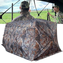 THUNDERBAY Bunkhouse Pop Up Portable Side-by-Side See Through Hunting Blind 6 Person Wide Bottom 360 Degree See Through Hunting Tent Footprint: 180"x90" with 80" Height
