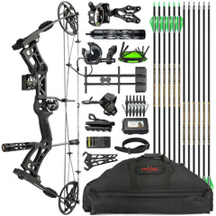surwolf Archery Hunting Compound Bow Kit RTH 30-70 LBS Draw Length 23.5"-31" IBO 325FPS Target Shooting Bow with Accessories for Bowfishing Archery Hunting (Black Kit PRO)