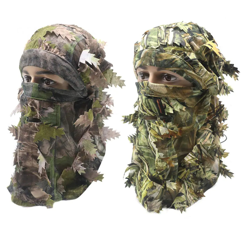 Aoutacc Ghillie Camouflage Leafy Hat 3D Full Face Mask Headwear Turkey Camo Hunter Hunting Accessories(2 PackStyle 2)