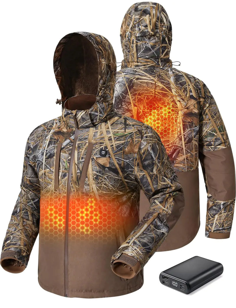 TIDEWE Heated Jacket for Men with Battery Pack Waterproof Hunting Jacket with Detachable Hood NEXT EVOS Size XL